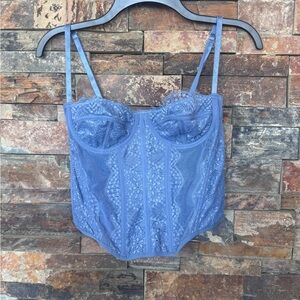 Lace Corset Bustier Top - Blue